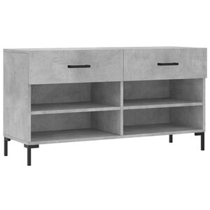 vidaXL Пейка за обувки, бетонно сив, 102x35x55 см, инженерно дърво