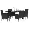 vidaXL Комплект за хранене в градината 5 pcs Черно полиратан