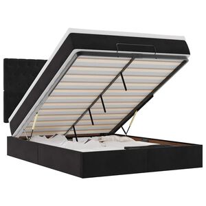 vidaXL Османска легло с матраци и LED, черно, 140x200 см, кадифе