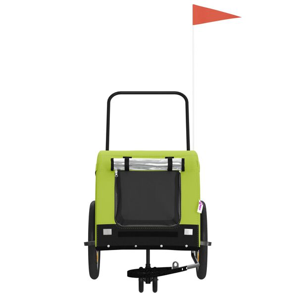 vidaXL Ремарке за колело за любимци зелено черно Оксфорд плат и желязо