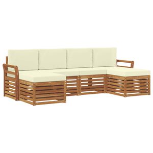 vidaXL Комплекти дивани 6 pcs Натурален и Крема Солидно акациево дърво