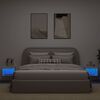 vidaXL Нощни шкафчета с LED осветление, за стенен монтаж, 2 бр, бели