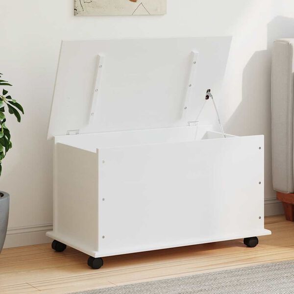 vidaXL Сандък за съхранение с колелца бял ALTA 73x39,5x43 см бор масив