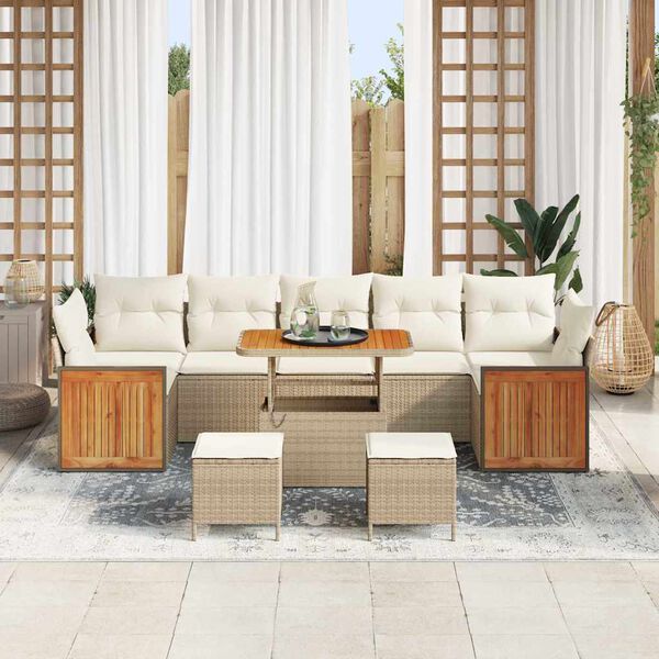 vidaXL Градински Софа Комплект 13 pcs Бежов и кремав полиратан