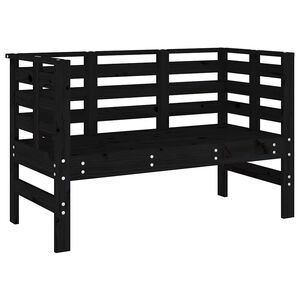 vidaXL Градинска пейка, черна, 111,5x53x71 см, борово дърво масив