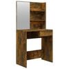 vidaXL Комплект тоалетка с огледало, Опушен дъб, 74,5x40x141 см