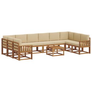 vidaXL Комплект дивани за открито 11 pcs Натурален и Бежов
