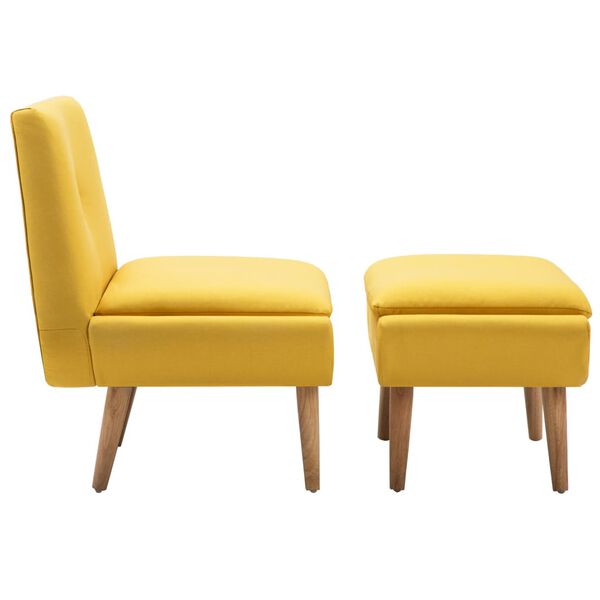 vidaXL Стол лежанка с табуретка за крака, жълт, текстил