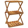 vidaXL 3-етажна сгъваема етажерка кафява 43x31x63 см масивна акация