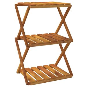 vidaXL 3-етажна сгъваема етажерка кафява 43x31x63 см масивна акация