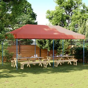 vidaXL Сгъваема парти шатра, pop-up, теракота, 580x292x315 см