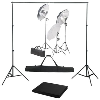 vidaXL Фотографски комплект за студио с комплект лампи и фон