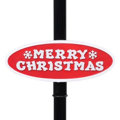 vidaXL Улична лампа с Дядо Коледа, черно и червено, 81x40x188 см, PVC