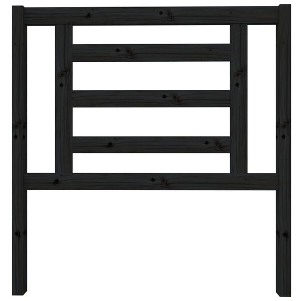 vidaXL Горна табла за легло, черна, 96x4x100 см, бор масив