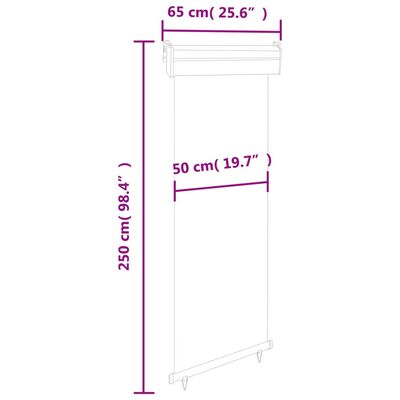 vidaXL Вертикална тента за балкон, 65x250 см, черна