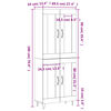 vidaXL Висок шкаф, бял, 69,5x34x180 см, инженерно дърво