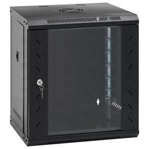 vidaXL 12U сървърен шкаф за стенен монтаж, 19", IP20, 53x40x60 см