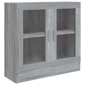 vidaXL Шкаф витрина, сив сонома, 82,5x30,5x80 см, инженерно дърво