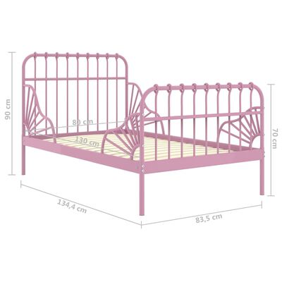 vidaXL Рамка за разтегателно легло, розова, метал, 80x130/200 cм