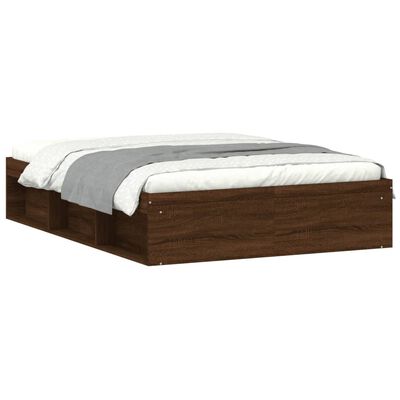 vidaXL Рамка за легло, кафяв дъб, 135x190 см, двойна