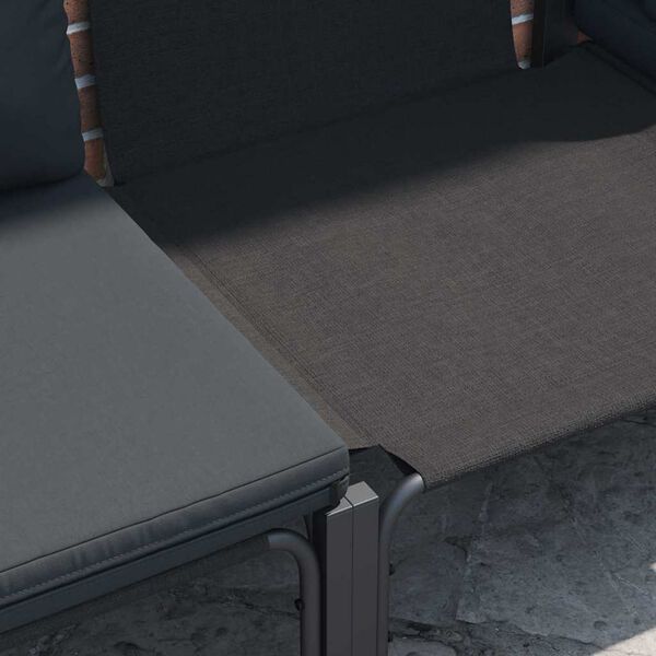 vidaXL Градински Софа Комплект с възглавница 11 pcs Черно Стомана