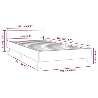 vidaXL Рамка за легло с табла, черна,100x200 см плат