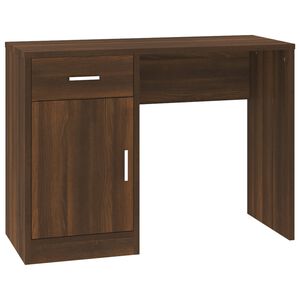 vidaXL Бюро с чекмедже и шкаф кафяв дъб 100x40x73 см инженерно дърво