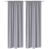 130376 2 pcs Grey Slot-Headed Blackout Curtains 135 x 245 cm