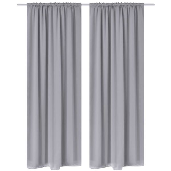 130376 2 pcs Grey Slot-Headed Blackout Curtains 135 x 245 cm