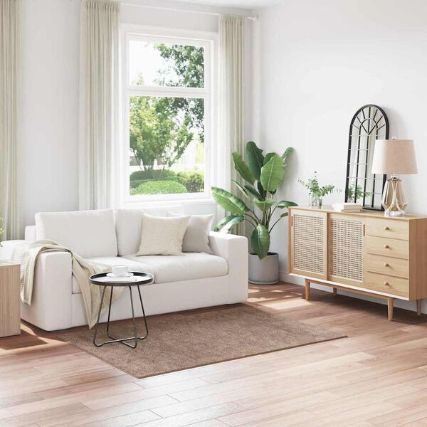 vidaXL Антихлъзгащ shaggy килим Кафяво 120 x 170 cm ПП