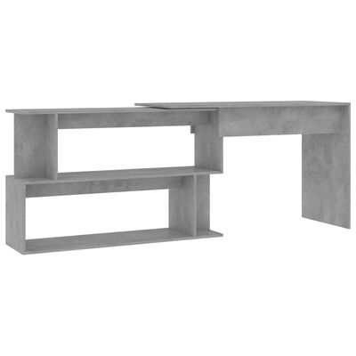 vidaXL Ъглово бюро, бетонно сиво, 200x50x76 см, ПДЧ