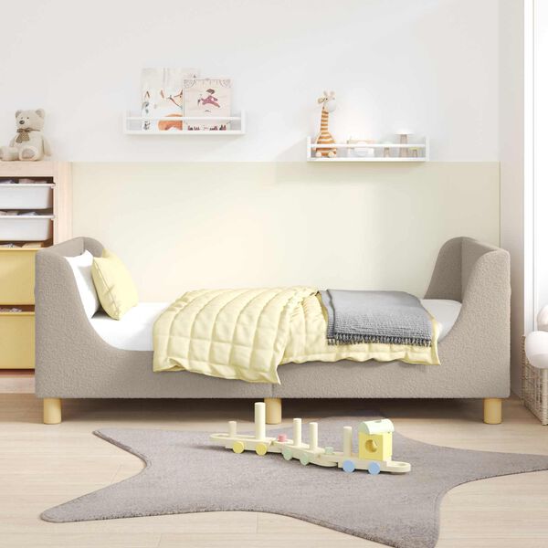 vidaXL Легло за деца с табла Светлосиво 80 x 160 cm Вълнена тъкан