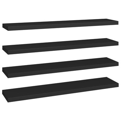vidaXL Окачени стенни рафтове, 4 бр, черни, 120x23,5x3,8 см, МДФ