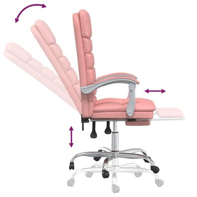 vidaXL Масажен наклоняем офис стол, розов, изкуствена кожа