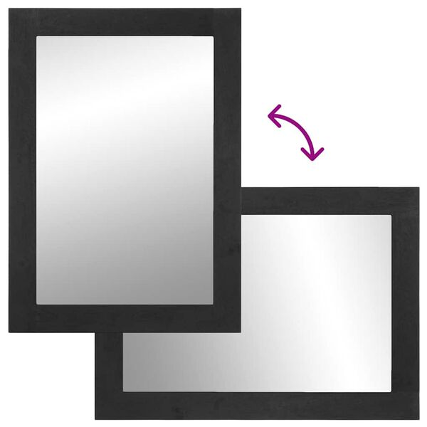 vidaXL Огледало за баня, черно, 50x70x2,5 см, инженерно дърво и месинг