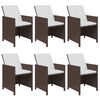 vidaXL Градински трапезен комплект възглавници 7 части кафяв полиратан