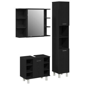 vidaXL Комплект мебели за баня с рафт 3 pcs Черно 30 x 30 x 179,5 см