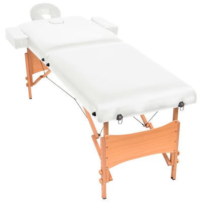 vidaXL Сгъваема масажна кушетка с 2 зони, 10 см плътен пълнеж, бяла