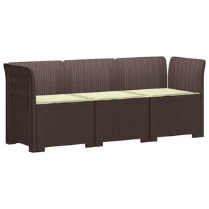 vidaXL Пейка за градина с Cushions във вид на ратан ПП Кафяво