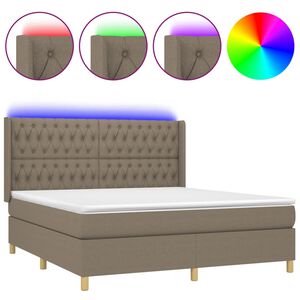 vidaXL Боксспринг легло с матрак и LED, таупе, 180x200 см, плат