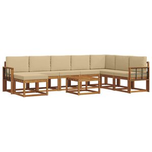 vidaXL Комплект дивани за открито 9 pcs Натурален и Бежов