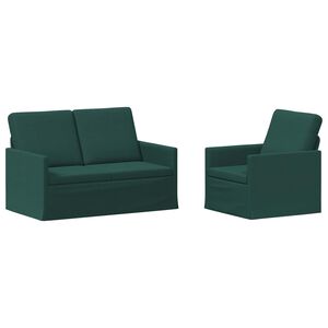 vidaXL Комплект дивани 2 pcs Тъмнозелено Текстил