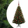 vidaXL Изкуствена коледна елха с топки 120 см 150 LED светодиода