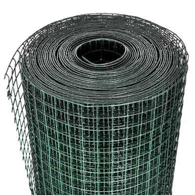 vidaXL Кокошкарска мрежа, поцинкована стомана, 1x25 м, зелена
