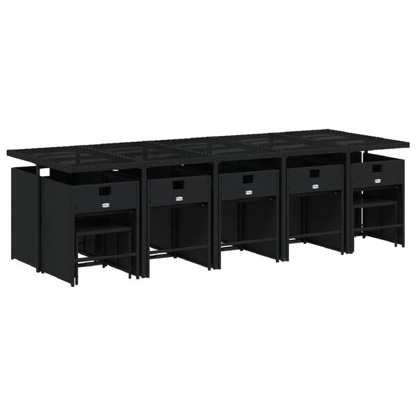 vidaXL Градински комплект с възглавници 15 части полиратан черен