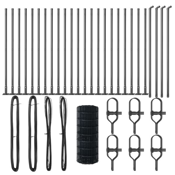 vidaXL Ограда с пост Сив 0,6 x 50 м Стомана и PVC