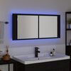 vidaXL LED Огледало за Съхранение с рафт Черния дъб 100 x 12 x 45 см