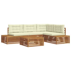 vidaXL Комплект дивани за открито 5 Брой Натурален и Крема