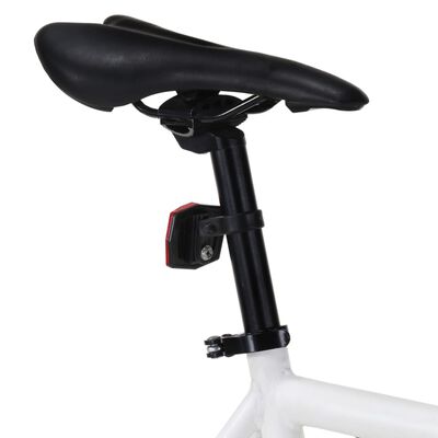 vidaXL Велосипед с фиксирана предавка, бяло и черно, 700c, 55 см