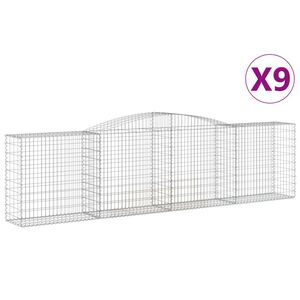vidaXL Габионни кошници арка 9 бр 400x50x100/120 см поцинковано желязо